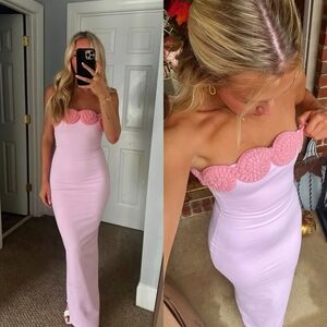 Elexiay Edo Crochet Rosettes Maxi Dress